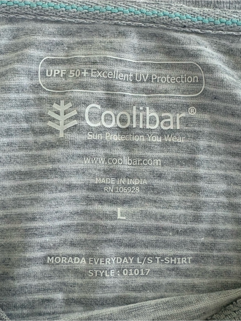 Coolibar Morada Everyday T-Shirt Long Sleeve Gray White Striped L UPF Protection - Picture 3 of 8